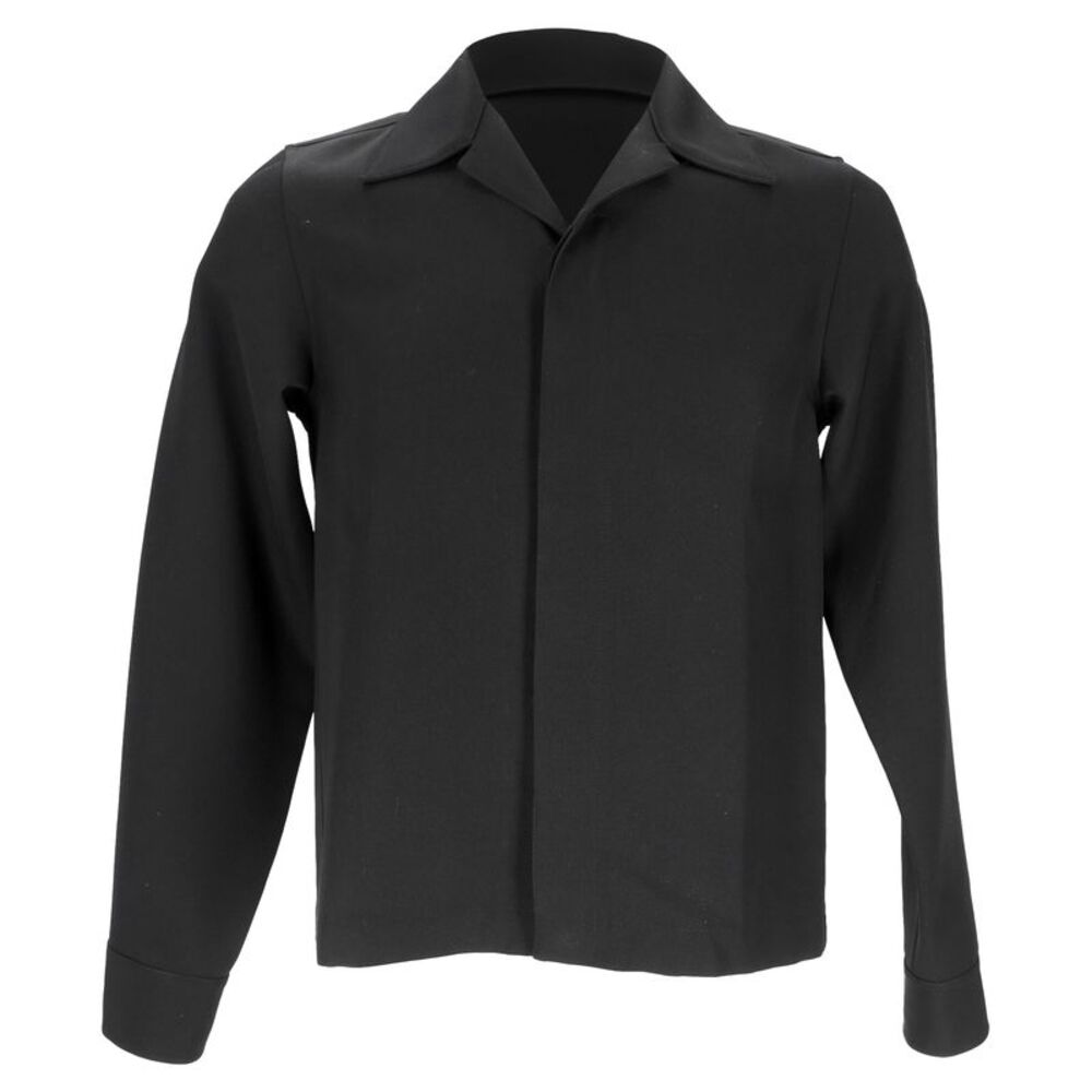 Jil Sander Camp-Collar Overshirt in Black Wool
